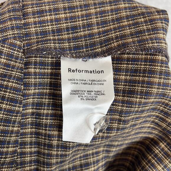 Reformation Brown Plaid Faye High Waisted Wide Leg Trouser Pant Size 2 - Picture 12 of 13